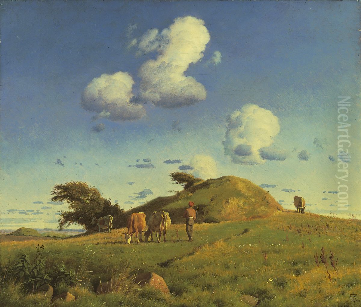 Hankehoj Oil Painting by Johan Lundbye