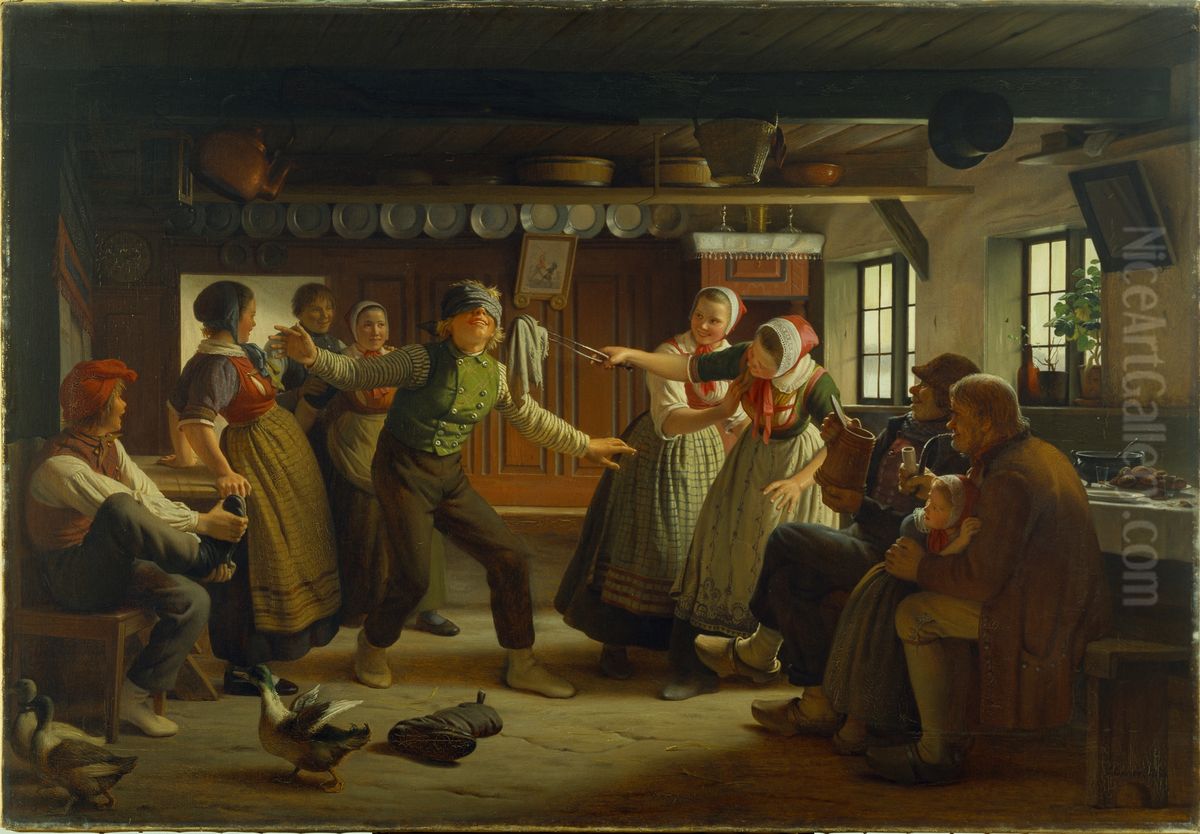 Blind man's bluff Oil Painting by Julius Exner