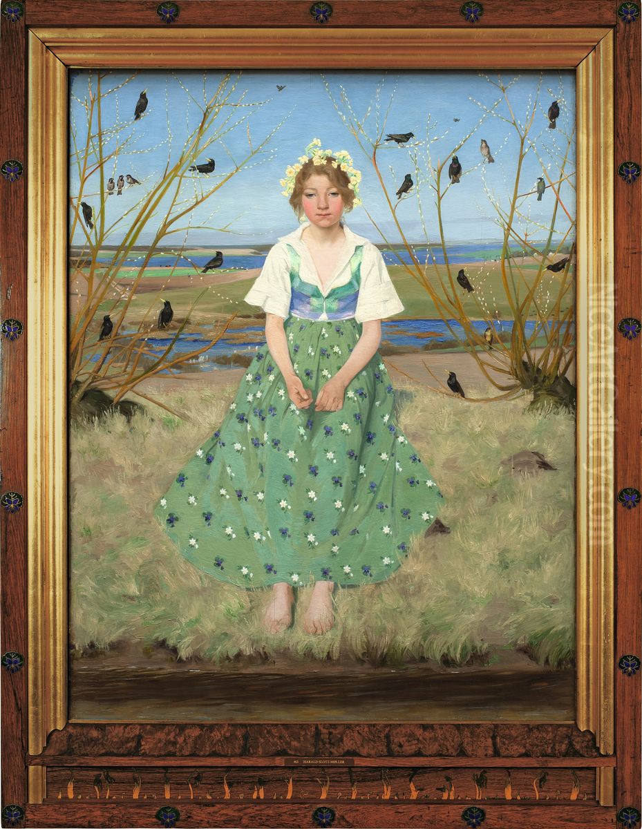 The Spring Oil Painting by Harald Slott-Moller