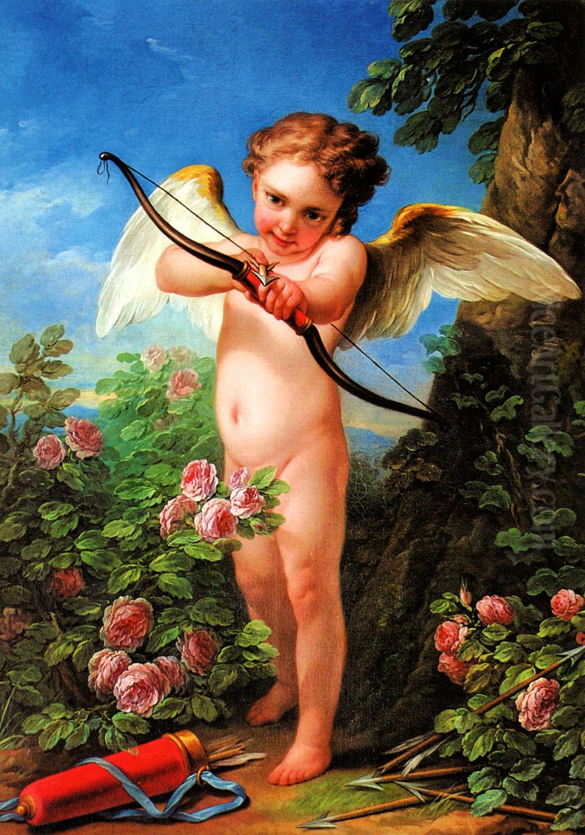 Cupid Shooting a Bow Oil Painting by Charles-Andre van Loo