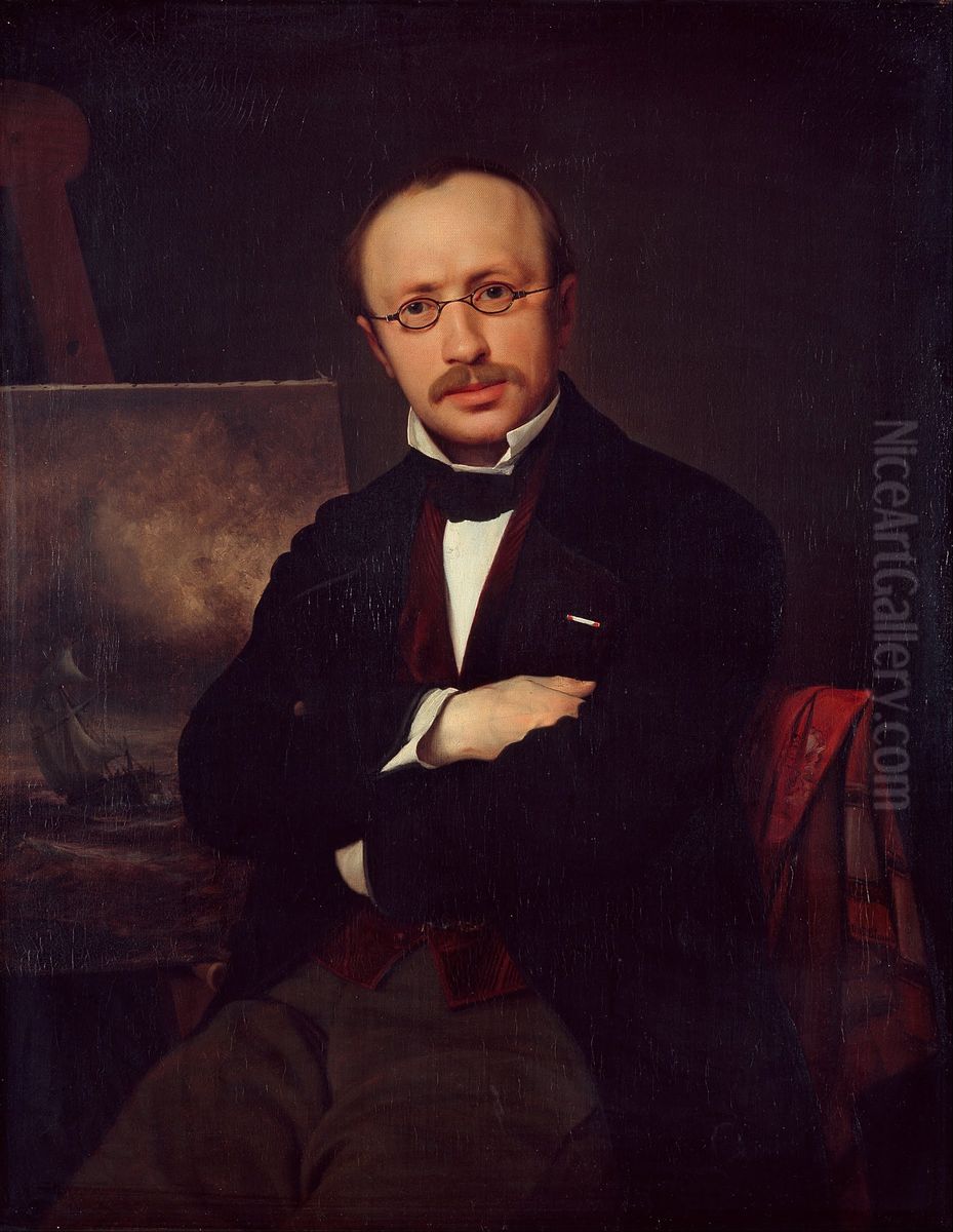 Portrait of the painter Anton Melbye Oil Painting by Ditlev Blunck