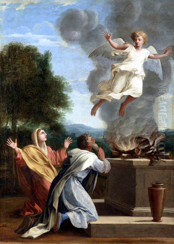 The Sacrifice of Manoah Oil Painting by Eustache Le Sueur