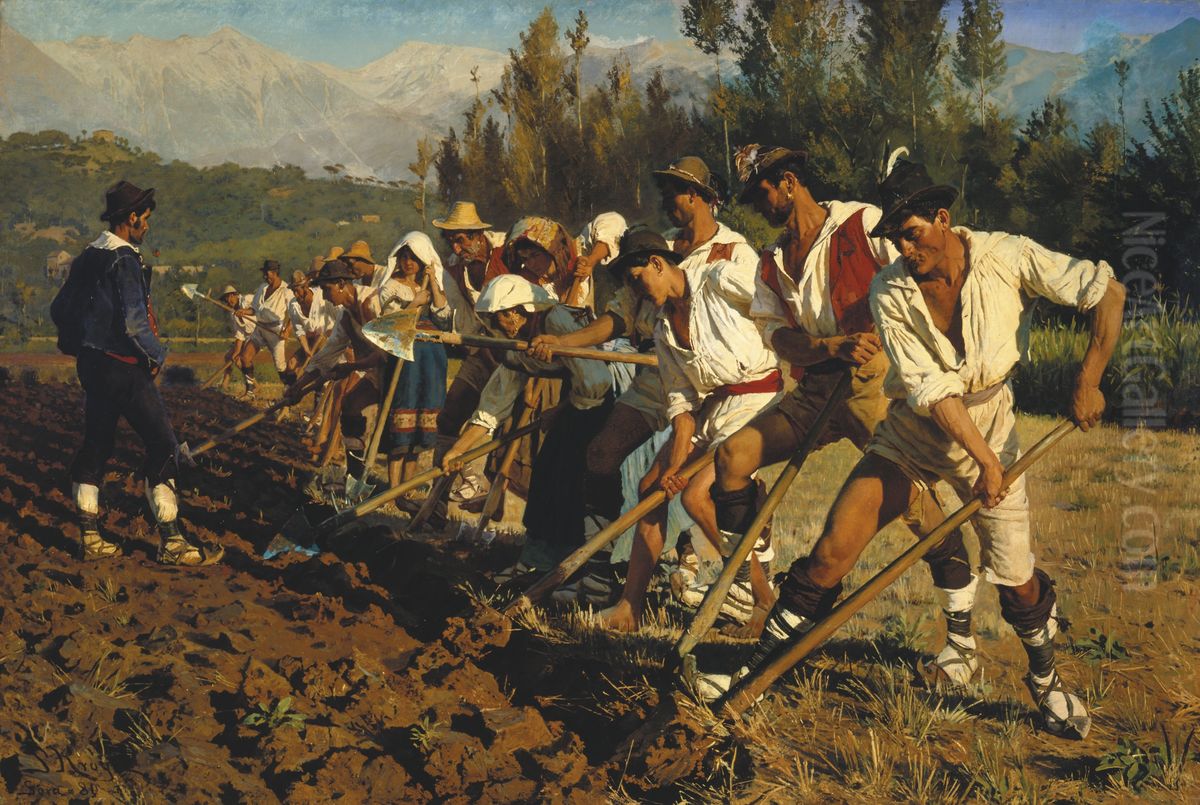 Italian field laborers. Abruzzi Oil Painting by Peder Severin Kroyer