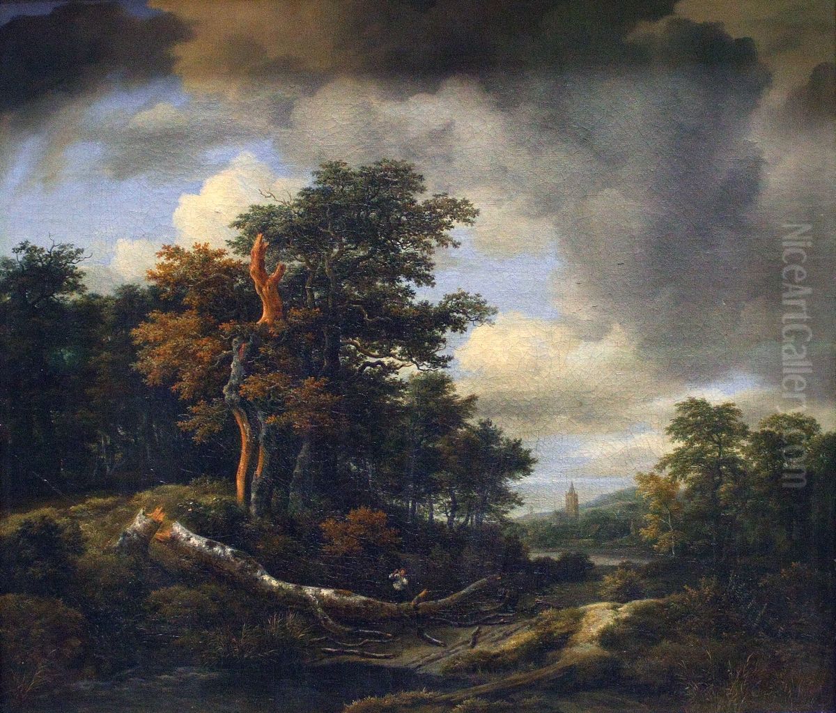 Lumbermen working in the woods, ca. 1660-1670 Oil Painting by Jacob Van Ruisdael