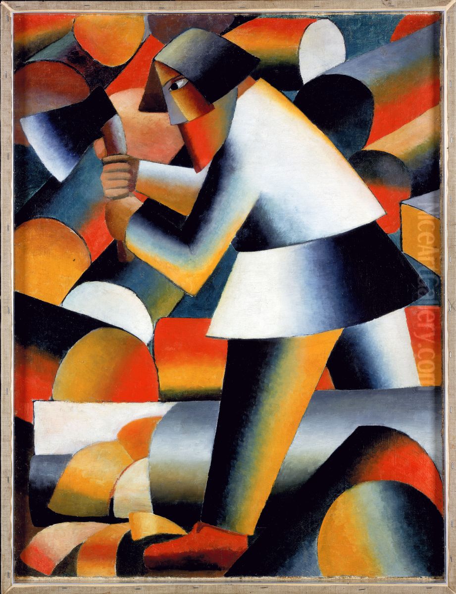 The Woodcutter Oil Painting by Kasimir Sevrinovitch Malevich