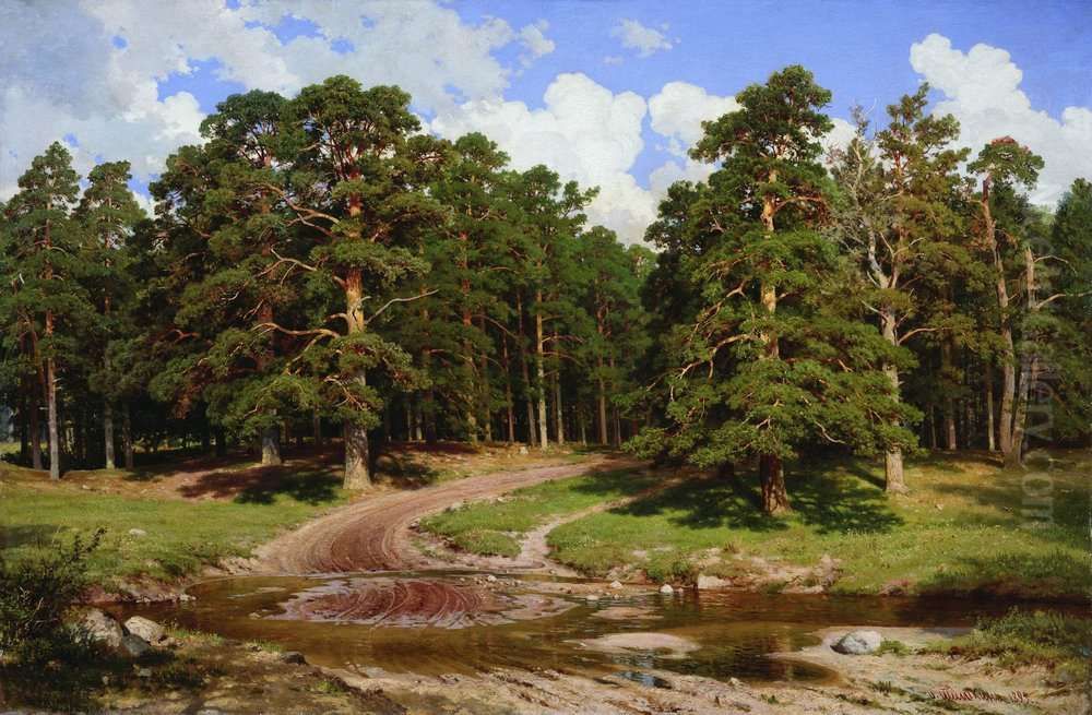 Pine Forest Oil Painting by Ivan Shishkin