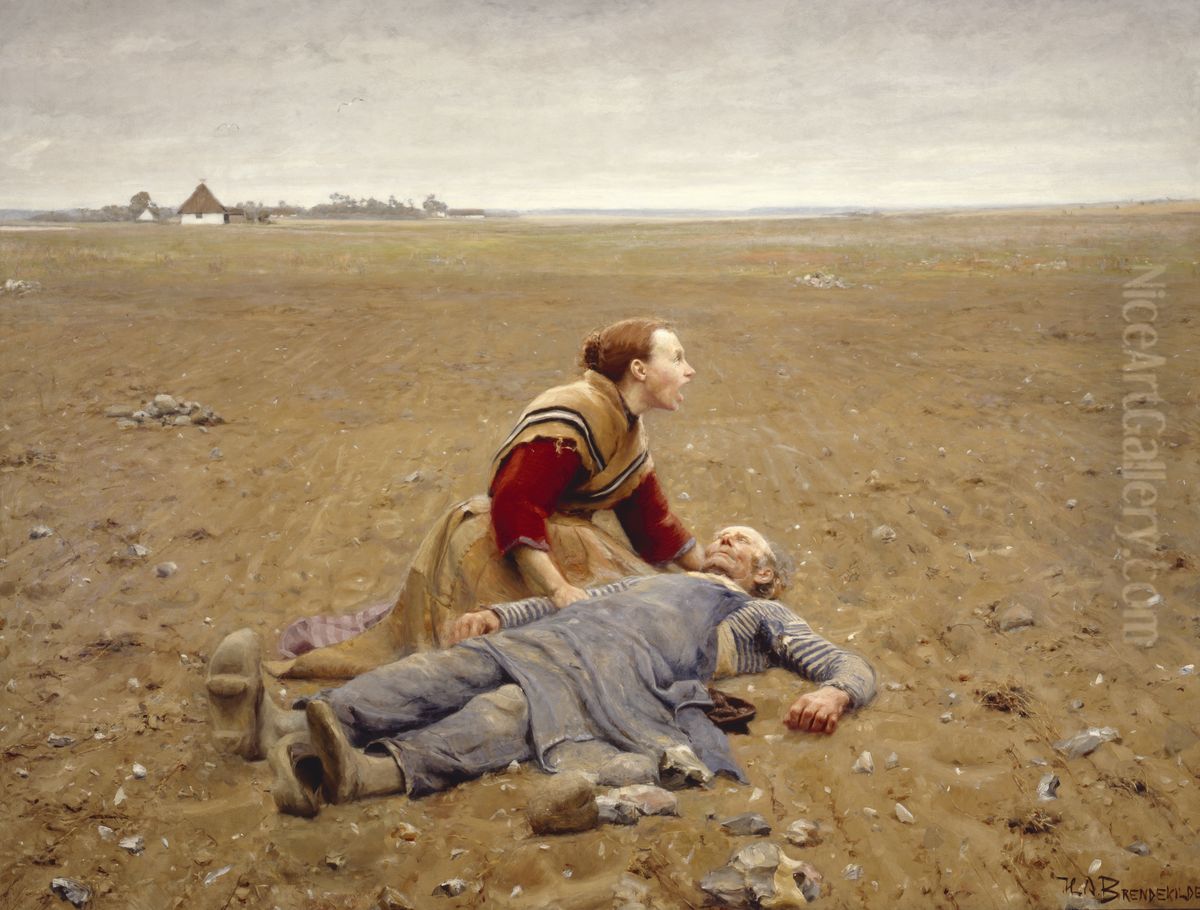 Udslidt Oil Painting by H. A. Brendekilde