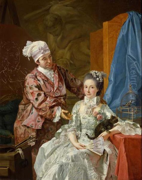 The Artist and his Wife Oil Painting by Giuseppe Baldrighi