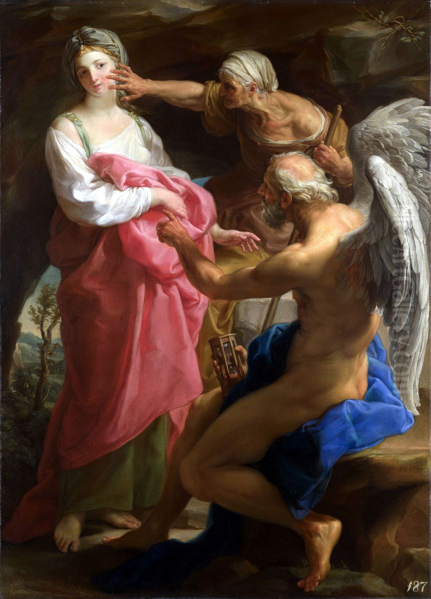 Die Zeit befiehlt dem Alter, die Schonheit zu zerstoren. Oil Painting by Pompeo Batoni