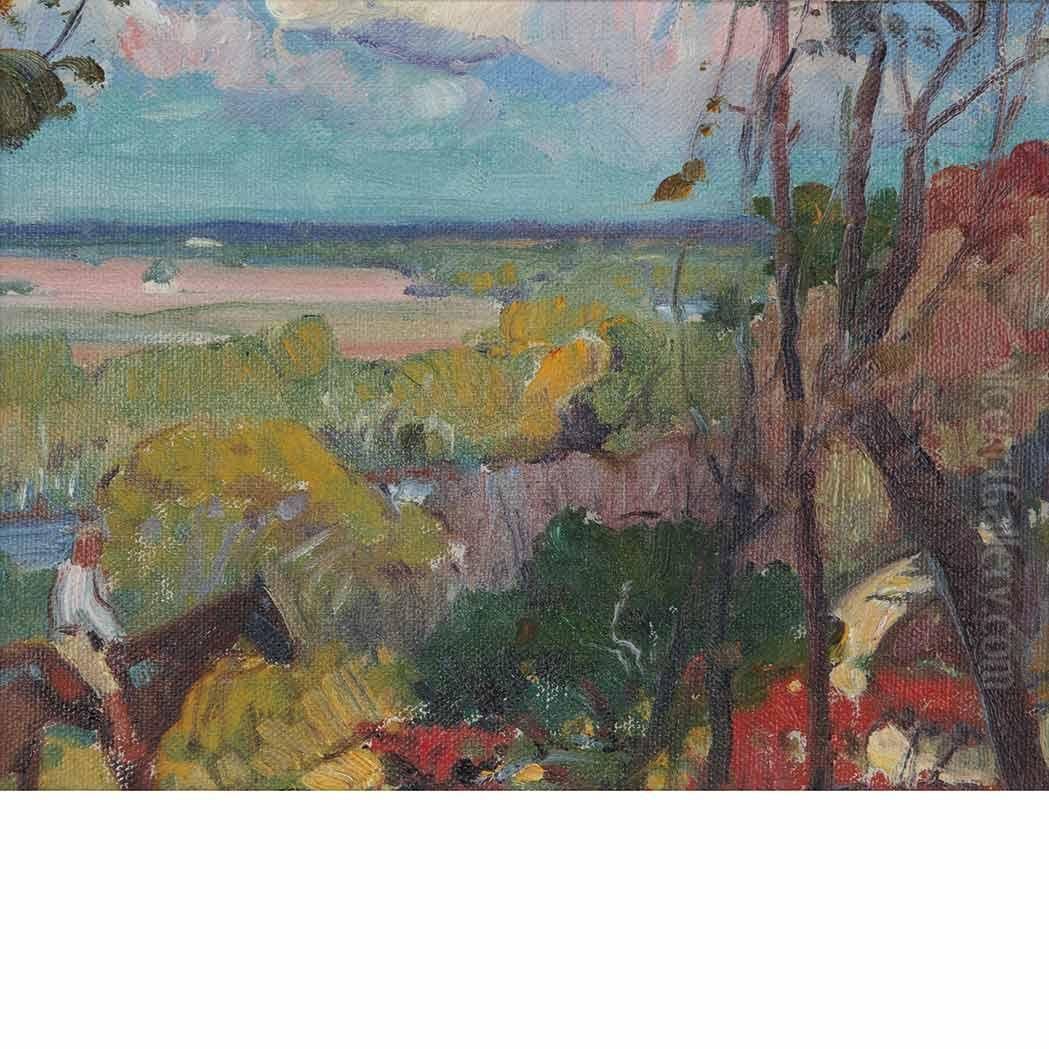 Horse And Rider In A Landscape Oil Painting by Ira Diamond Gerald Cassidy