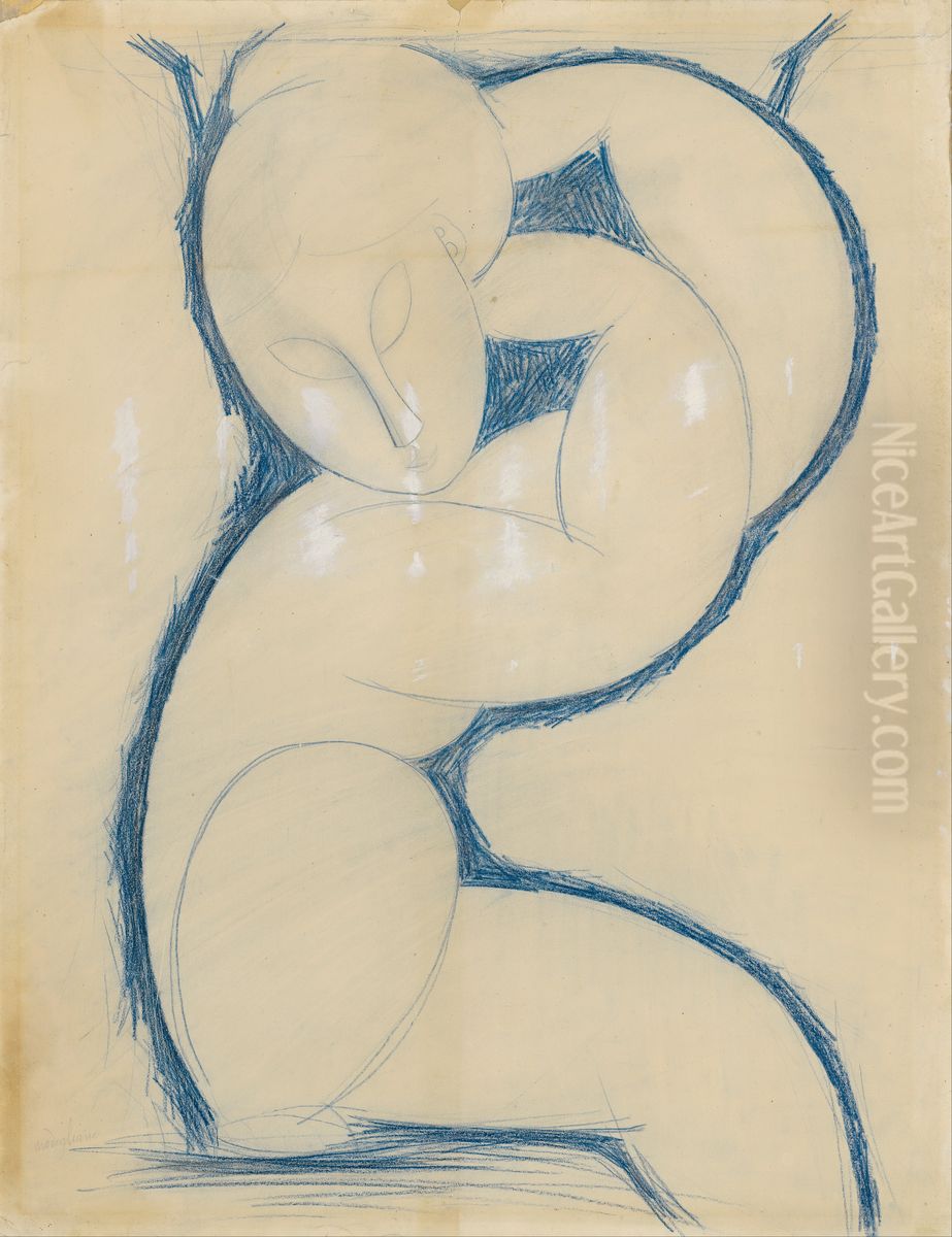 Caryatid Oil Painting by Amedeo Modigliani