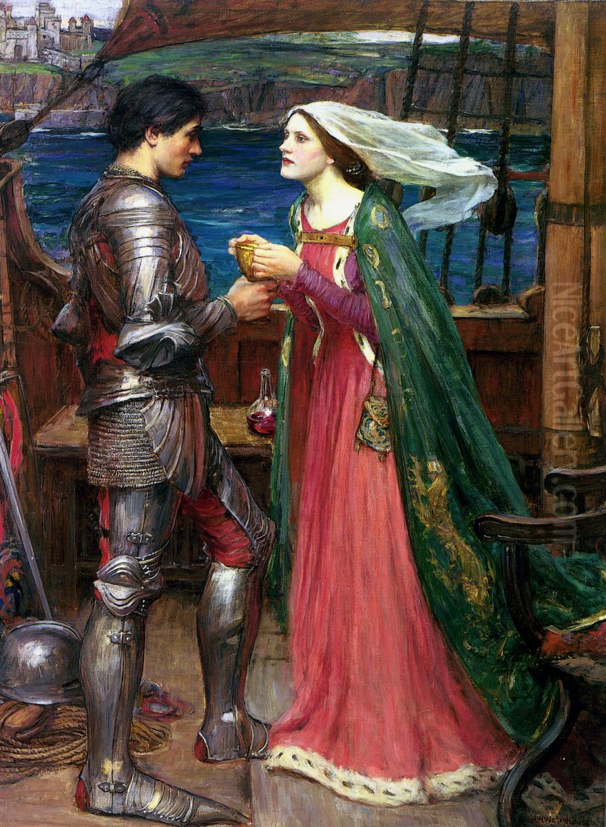 Tristano e Isotta con la Pozione Oil Painting by John William Waterhouse