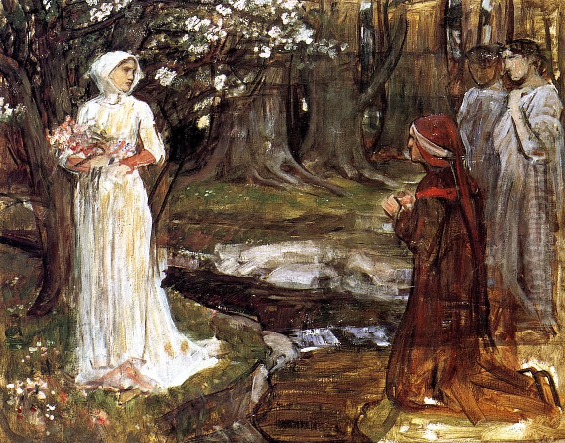 Dante and Beatrice Oil Painting by John William Waterhouse