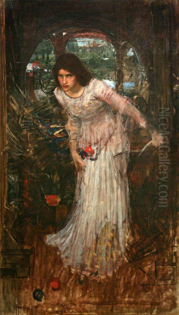 The Lady of Shalott (from the poem by Tennyson) Oil Painting by John William Waterhouse