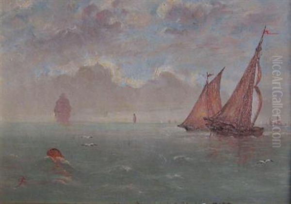 Sunset Off The Coast Oil Painting by James Cassie