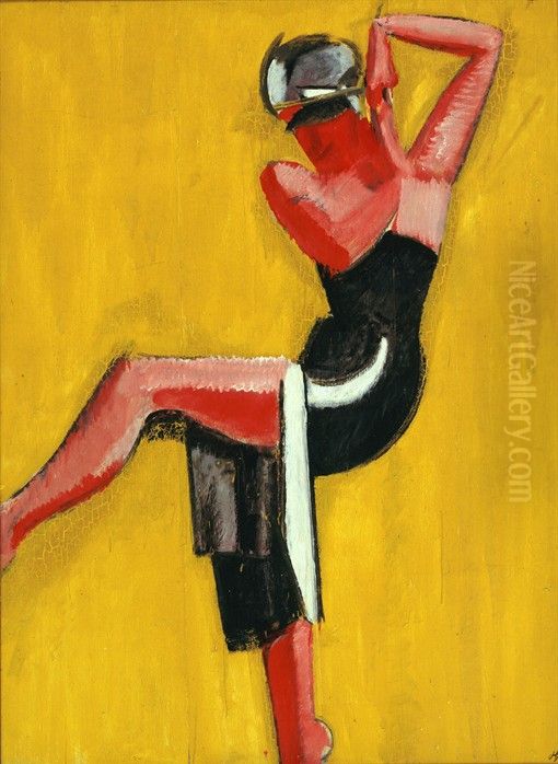 Dancer on yellow background Oil Painting by Harald Giersing