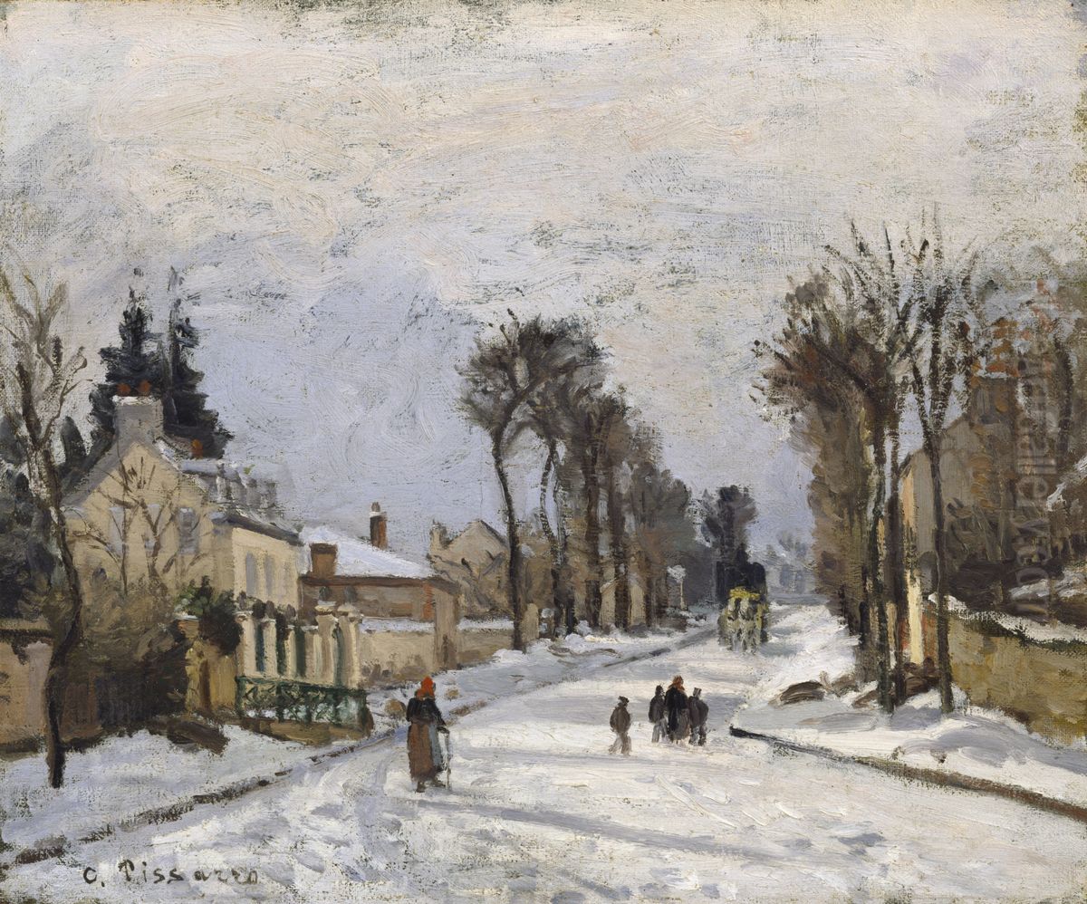Road to Versailles at Louveciennes (The Snow Effect) Oil Painting by Camille Pissarro