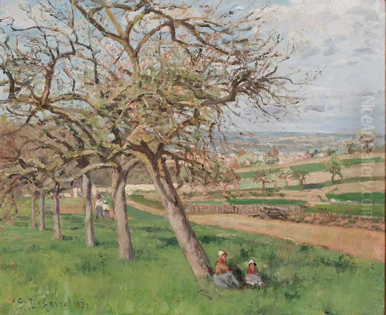 Pommiers en fleurs Oil Painting by Camille Pissarro