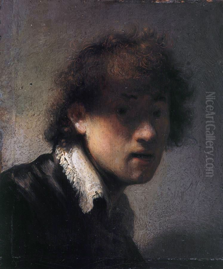 Self portrait at an early age Oil Painting by Rembrandt
