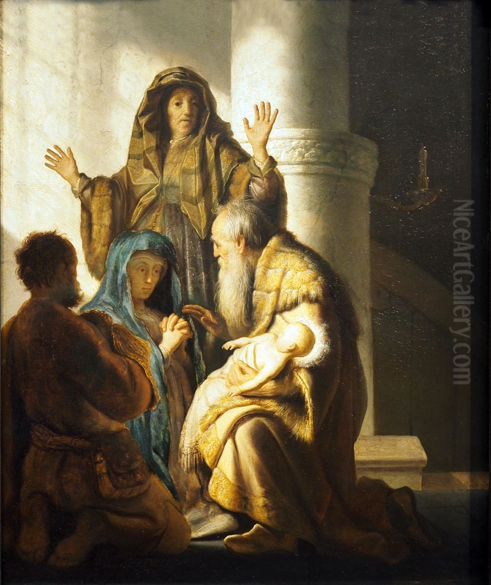 Simeon und Hanna im Tempel Oil Painting by Rembrandt