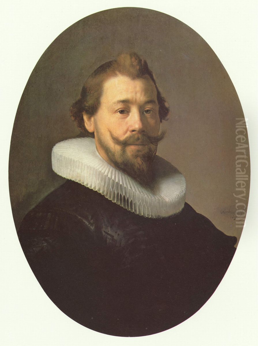 Portrait of a Man with Millstone Collar Oil Painting by Rembrandt