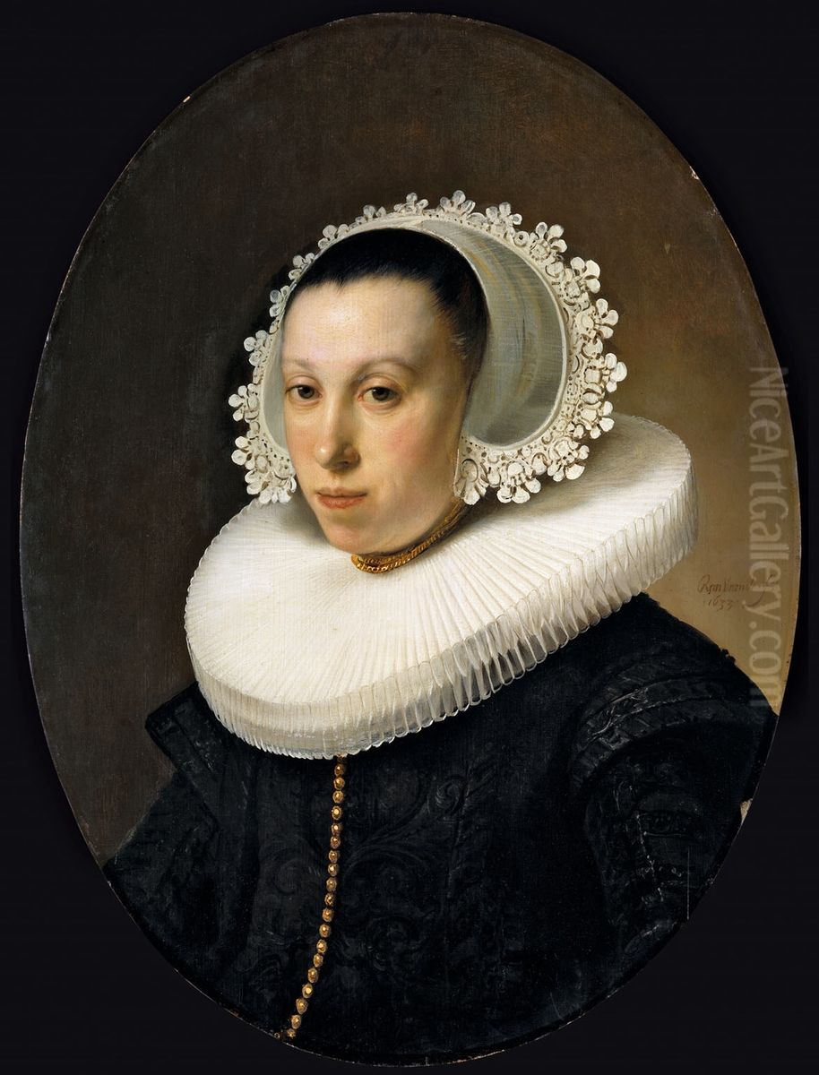 Portrait of a Woman with Millstone Collar Oil Painting by Rembrandt