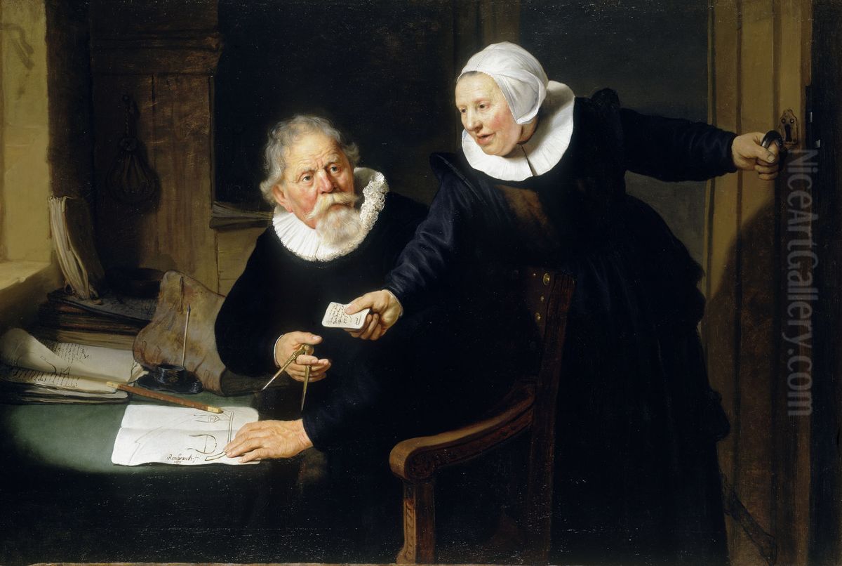 Jan Rijcksen (1560/2-1637) and his Wife, Griet Jans Oil Painting by Rembrandt