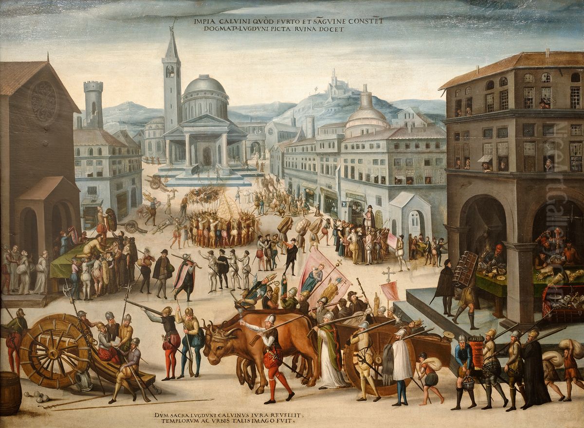 The Sack of Lyon by the Calvinists in 1562 Oil Painting by unknown