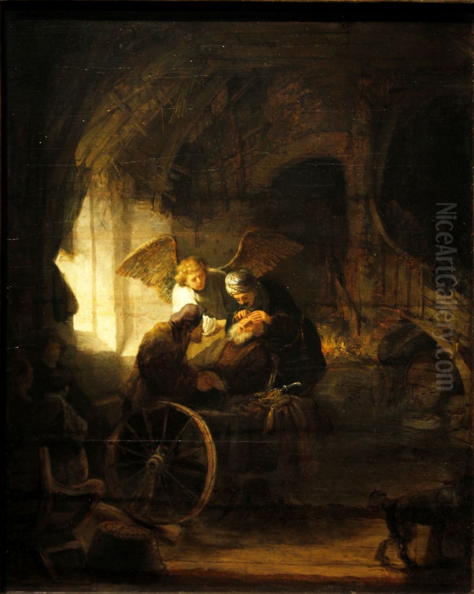 Tobias Healing his Father by Rembrandt Oil Painting by Rembrandt