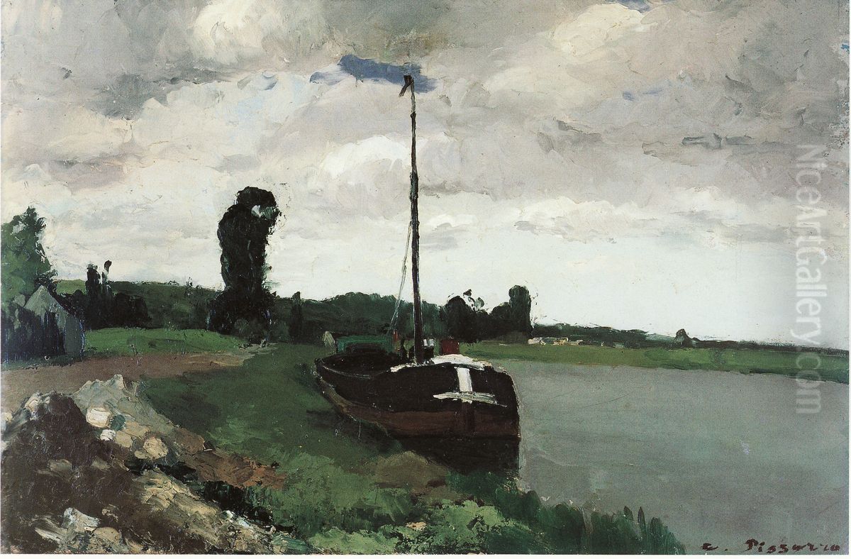 Riverside at Pontoise Oil Painting by Camille Pissarro