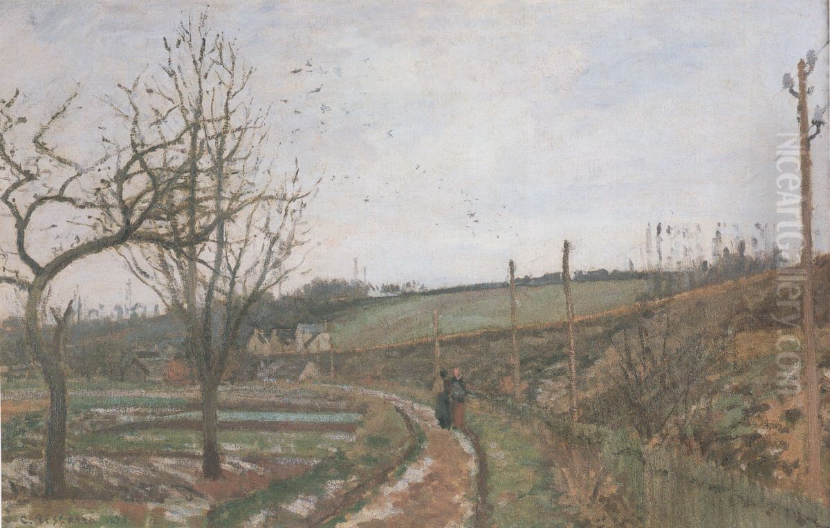 Winter Landscape Oil Painting by Camille Pissarro