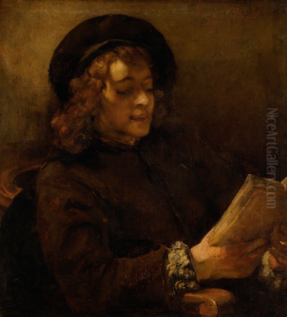 Titus van Rijn, the Artist's Son, Reading Oil Painting by Rembrandt