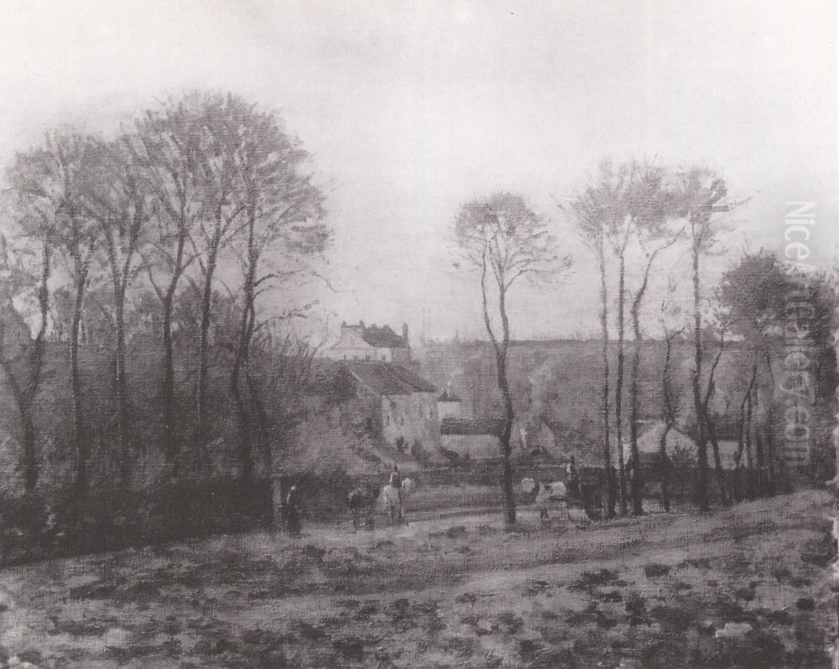 View of the Maison des Mathurins, Pontoise Oil Painting by Camille Pissarro