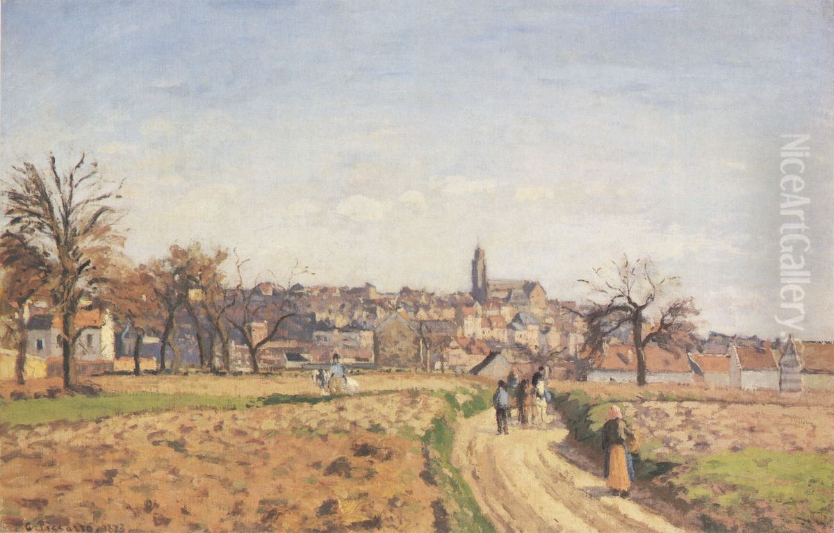 View of Pontoise Oil Painting by Camille Pissarro