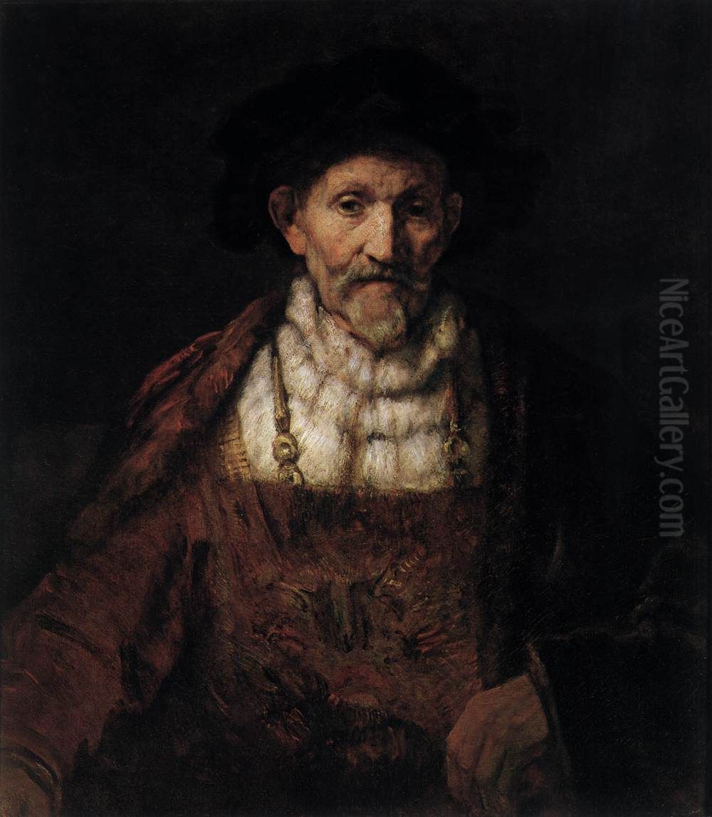 Half length figure of an old man in fantasy costume Oil Painting by Rembrandt