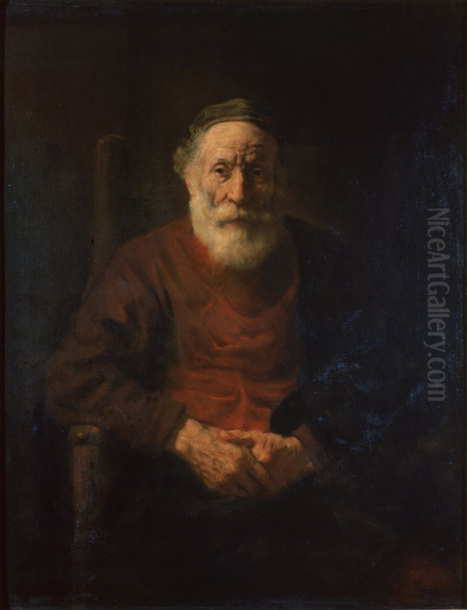Portrait of an Old Man in Red Oil Painting by Rembrandt