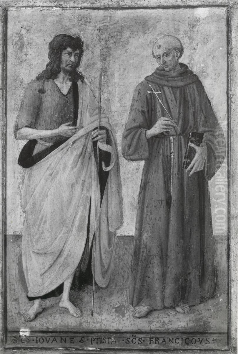 St. John the Baptist and St. Francis of Assisi. Oil Painting by Cosimo Rosselli