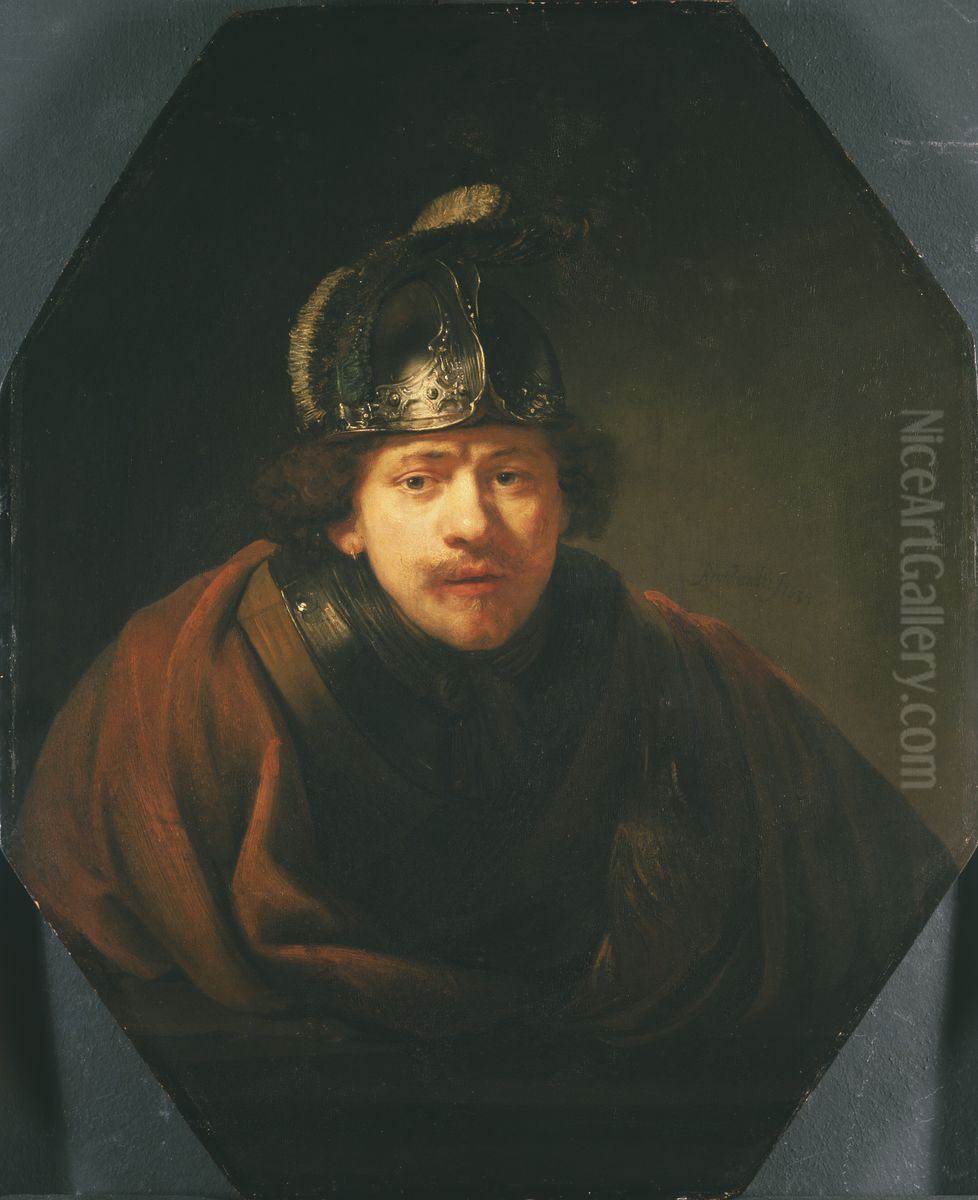 Self-portrait with Helmet Oil Painting by Rembrandt