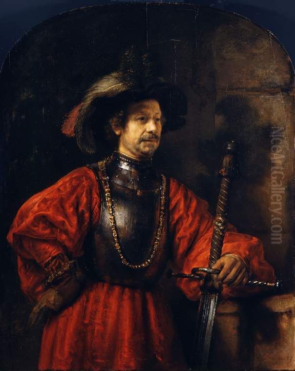 Portrait of a man in military costume Oil Painting by Rembrandt