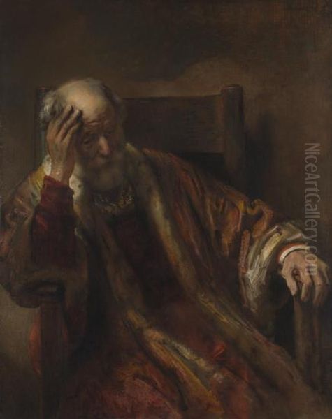 An Old Man in an Armchair Oil Painting by Rembrandt