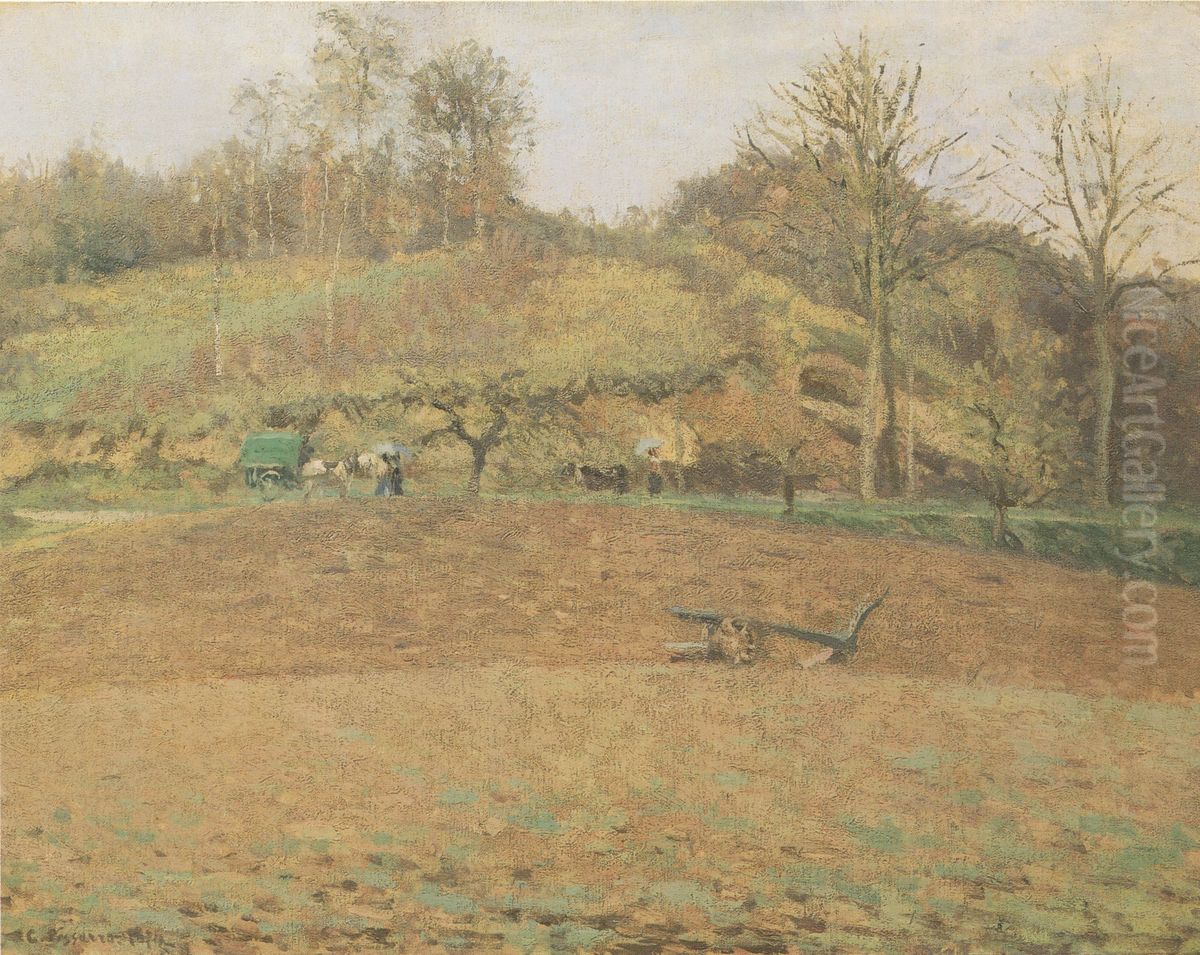 Terres labourees Oil Painting by Camille Pissarro