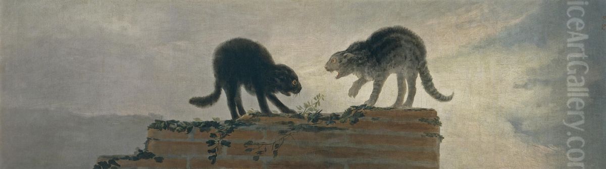 Rina de gatos. Oil Painting by Francisco Goya Fuendetodos