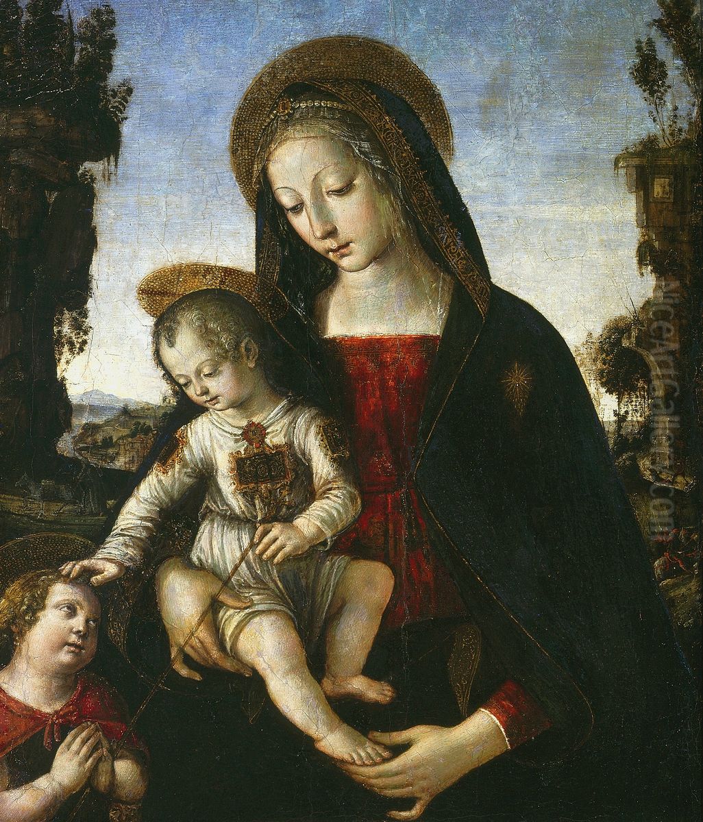 Madonna and Child with St. John the Baptist Oil Painting by Pinturicchio