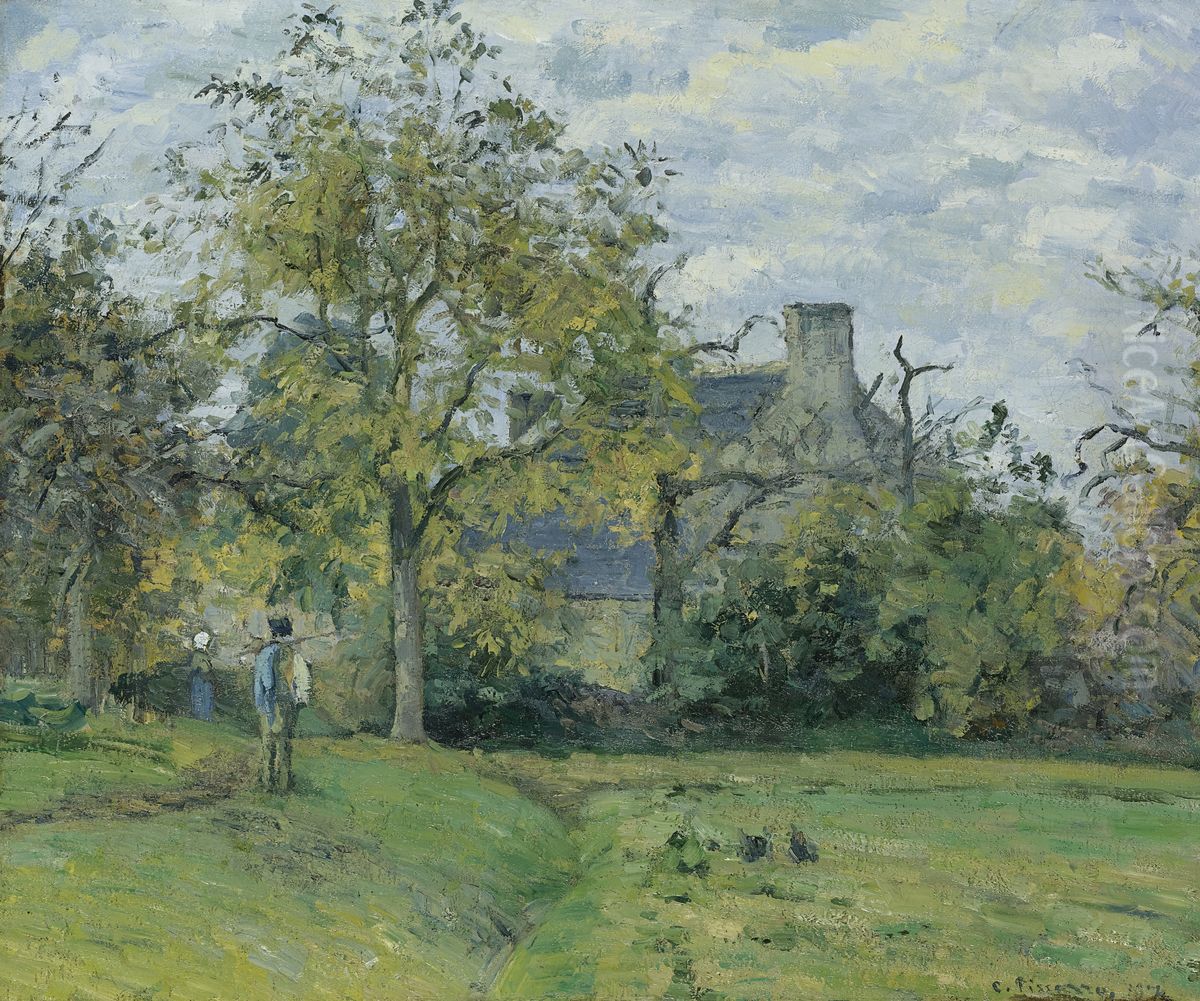 Piette's House at Montfoucault Oil Painting by Camille Pissarro