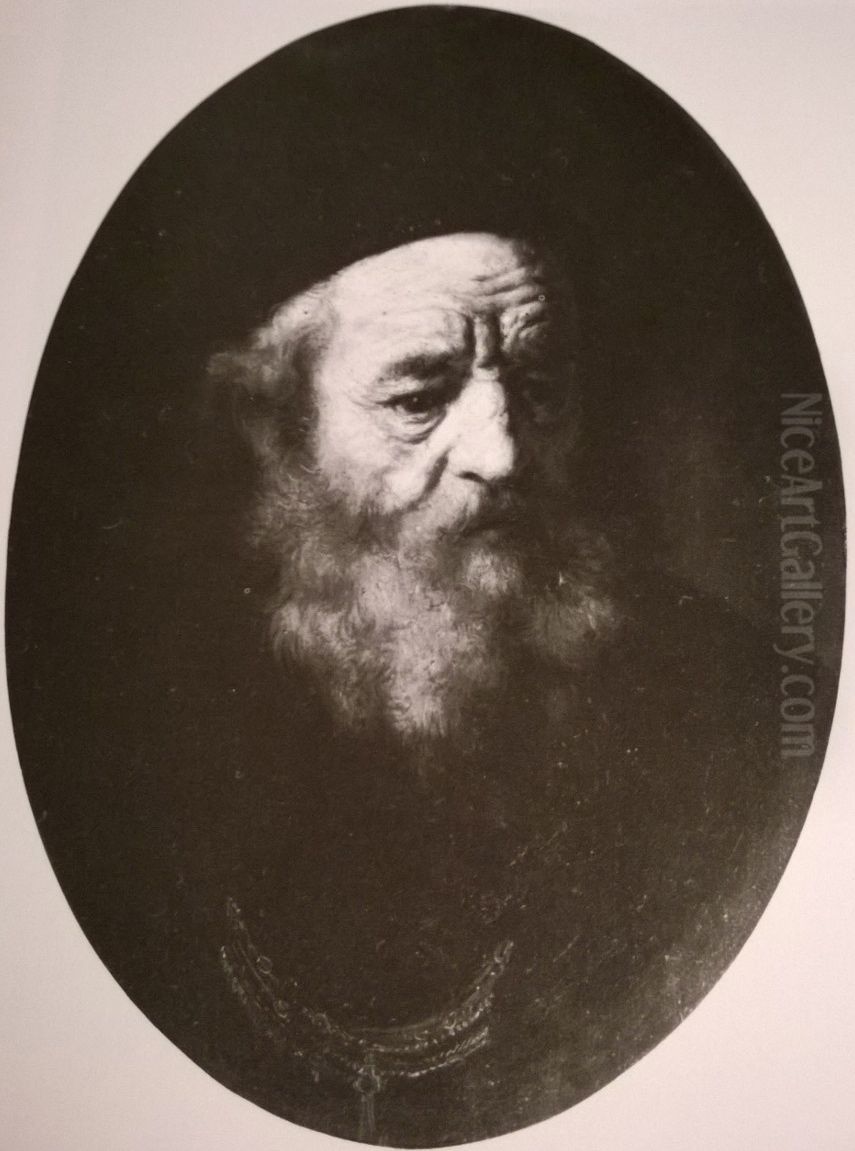 Bust of an Old Man with a Beard and a Cap Oil Painting by Rembrandt