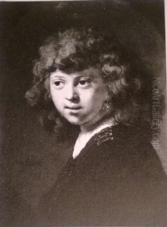 Portrait of a boy with long hair Oil Painting by Rembrandt