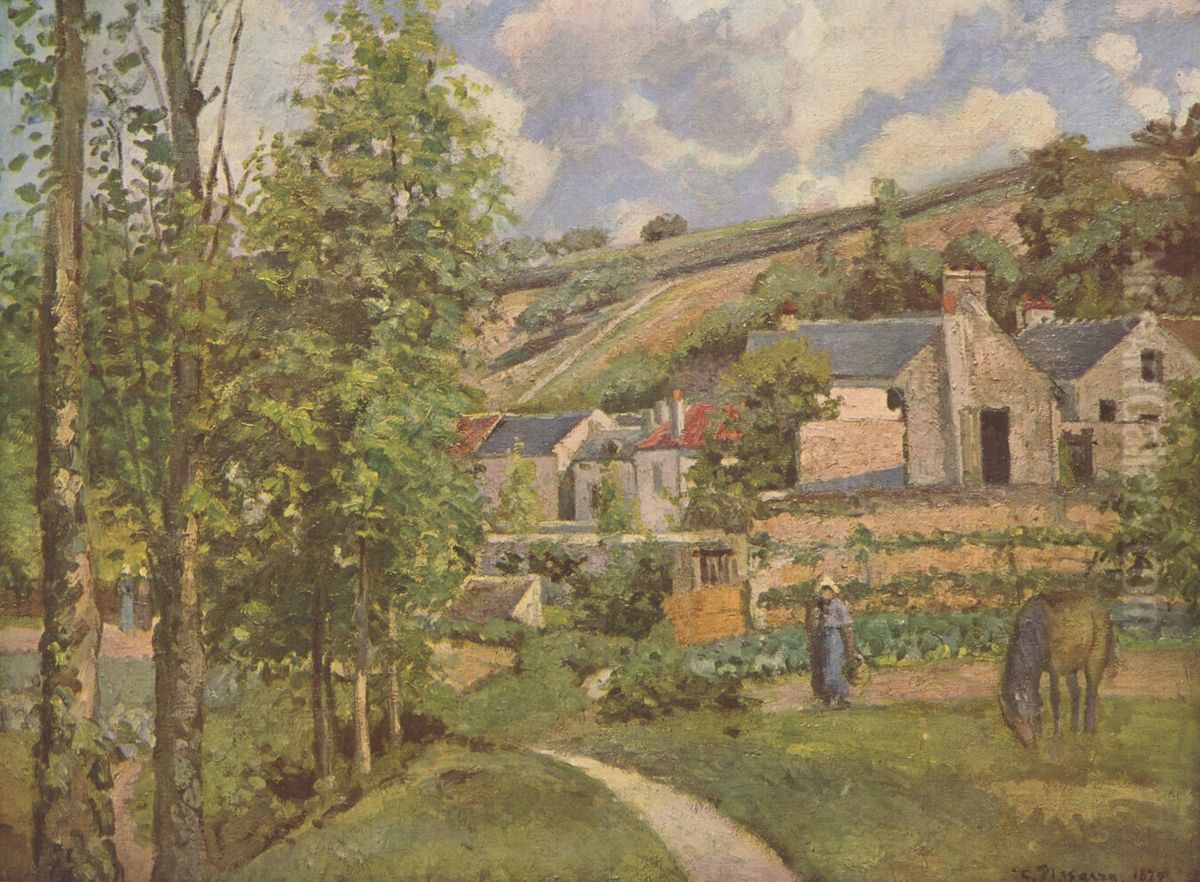 A View of L'Hermitage, near Pontoise 1874 Oil Painting by Camille Pissarro