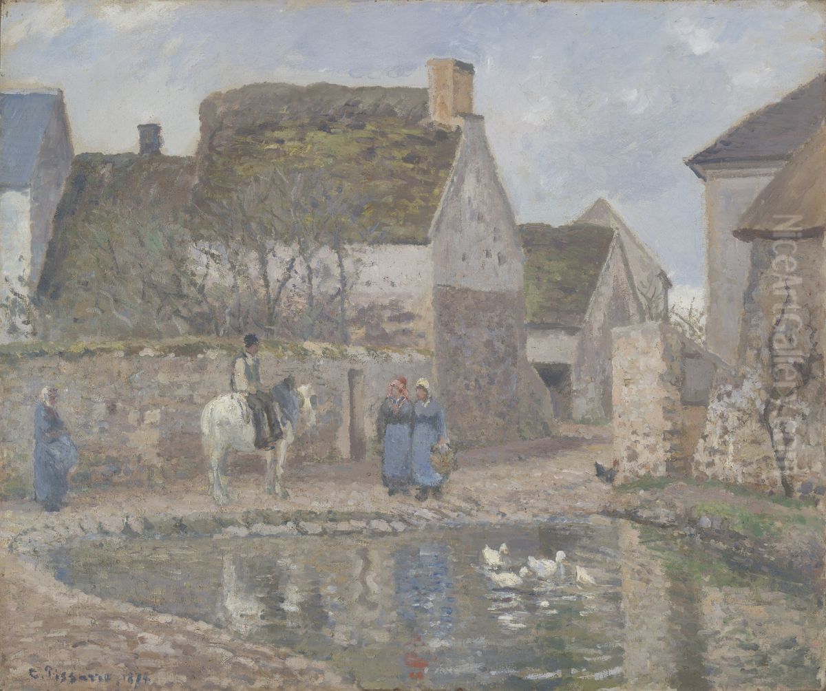 A Pond in Ennery Oil Painting by Camille Pissarro