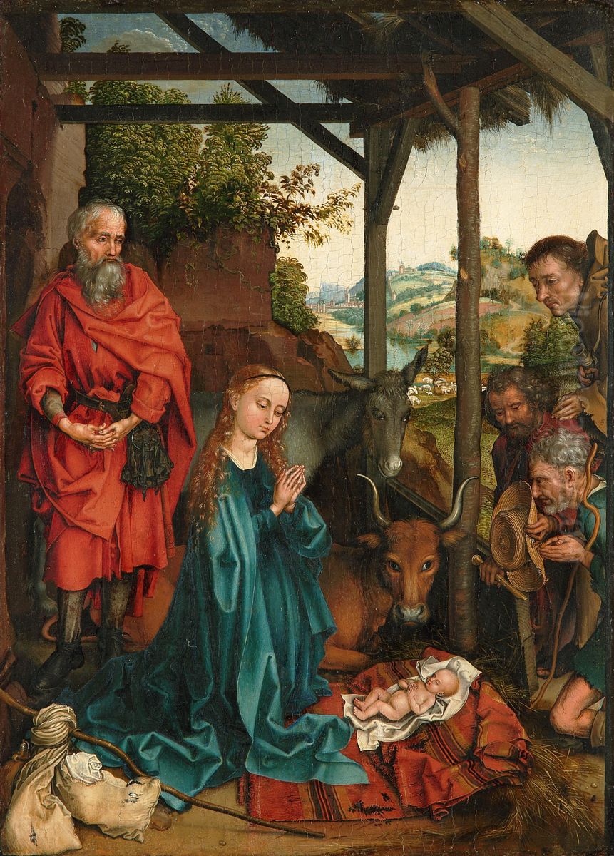 The Nativity of Christ with the Adoration of the Shepherds Oil Painting by Martin Schongauer
