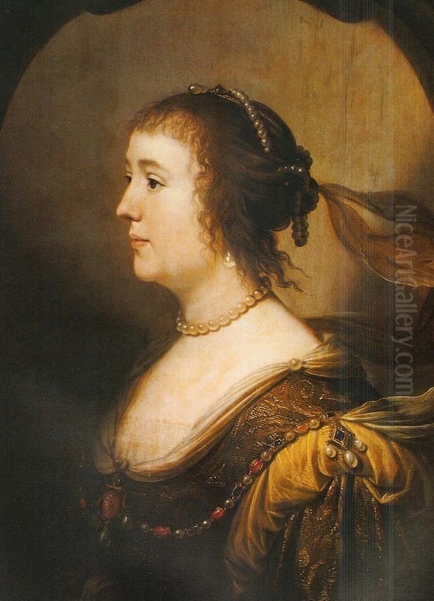 Portrait of Amalia van Solms (1602-1675) Oil Painting by Gerard van Honthorst